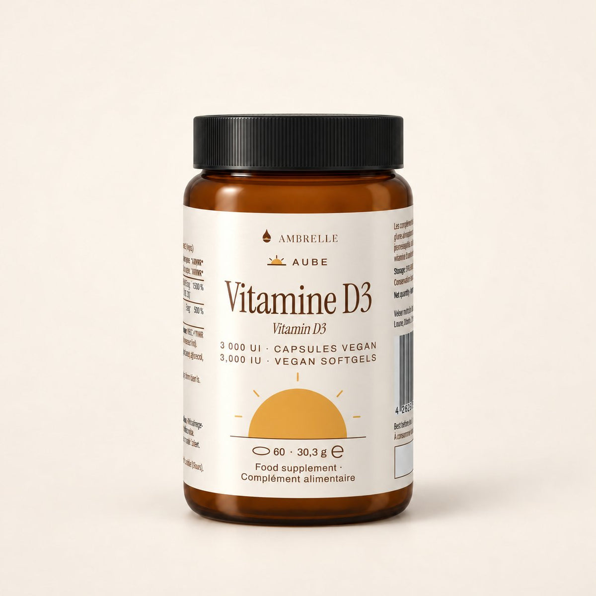 Vitamina D3 3.000 UI AMBRELLE su fondo avorio uniforme