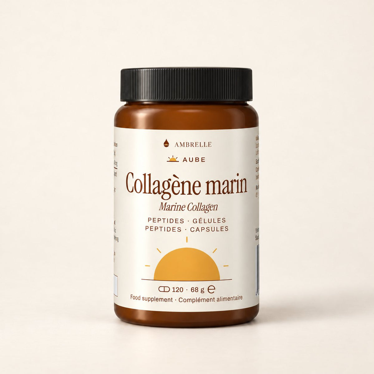 Marine Collagen Capsules by AMBRELLE on a plain ivory background