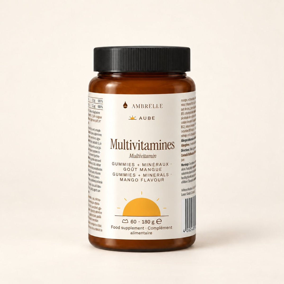 Multivitamin + Mineral Gummies by AMBRELLE on a plain ivory background