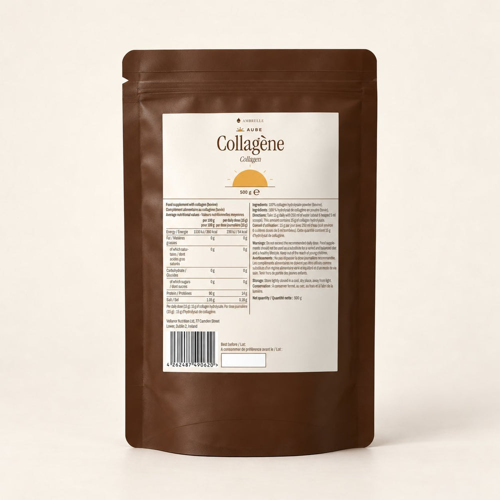 Collagen Powder by AMBRELLE on a plain ivory background