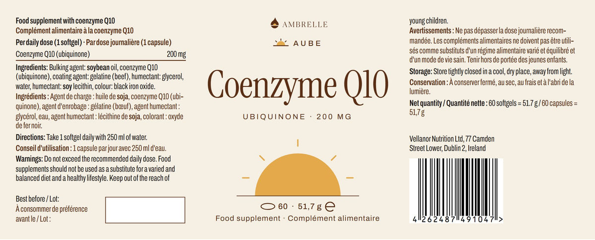 Coenzyme Q10 200 mg by AMBRELLE: full label laid flat